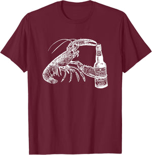 Hummer Beer Drinking Funny Spirit Animal Lobster Gift T-Shirt - T-Shirt | Maroon