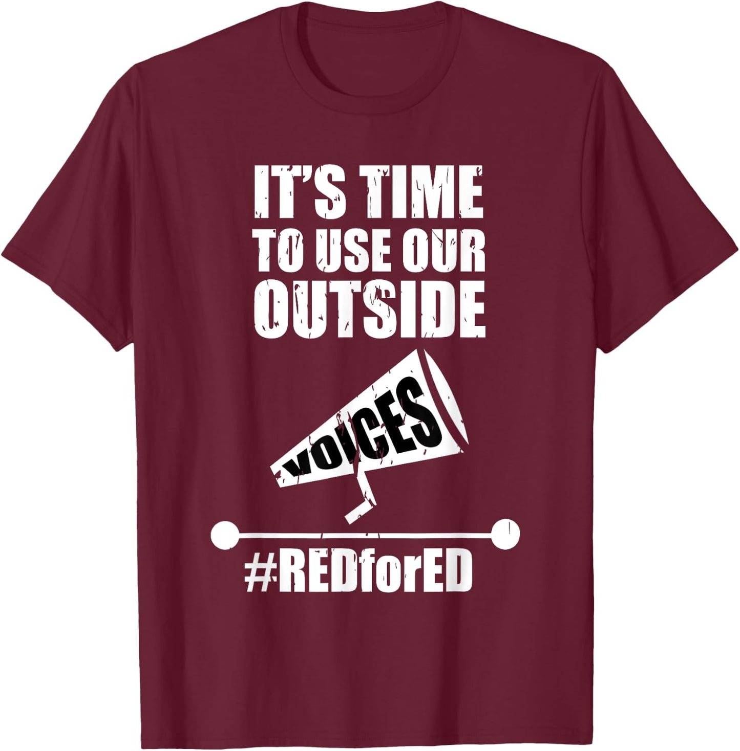 Outside Voices | Red For Ed Teachers Strike Educator Men Women T-Shirt - T-Shirt | Maroon
