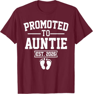 Promoted To Auntie Est 2026 Retro Soon To Be Auntie 2026 T-Shirt - T-Shirt | Maroon