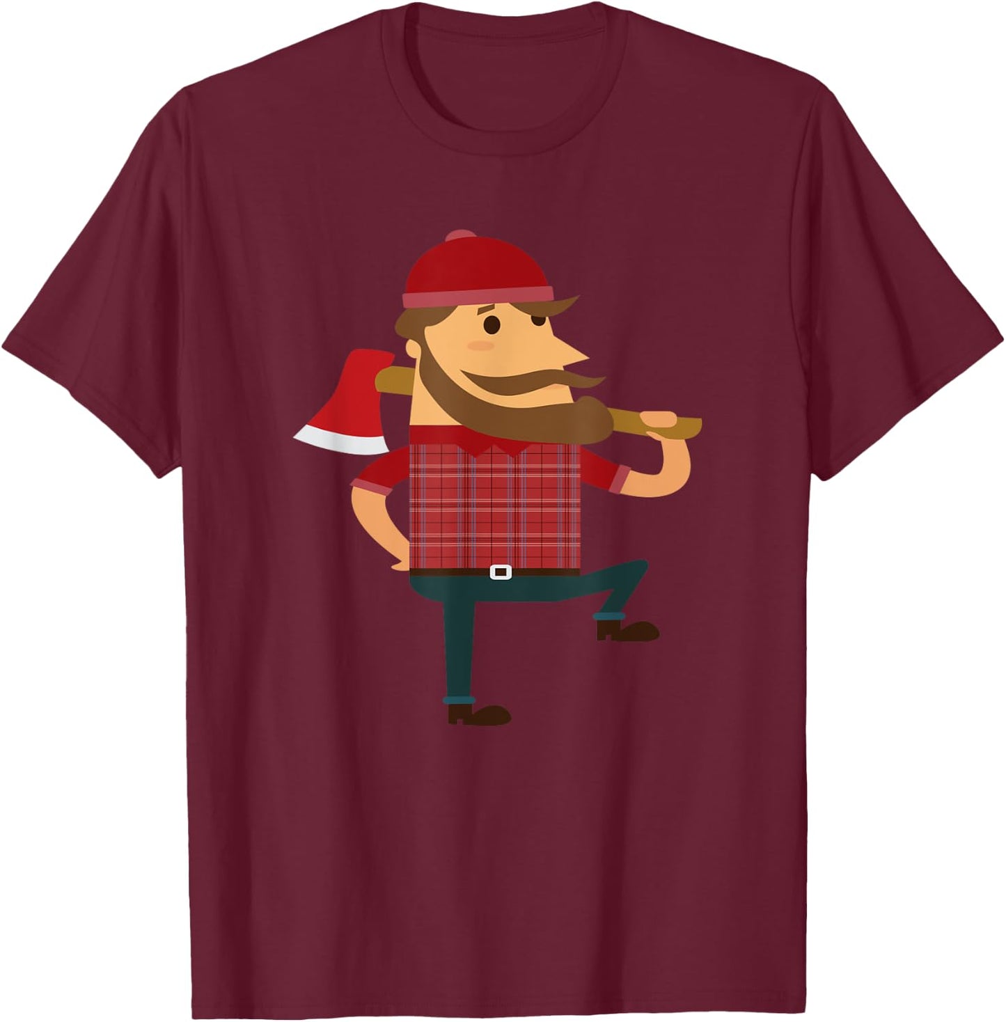 Lumberjack Hipster Mountain Man Flannel Axe T-Shirt - T-Shirt | Maroon