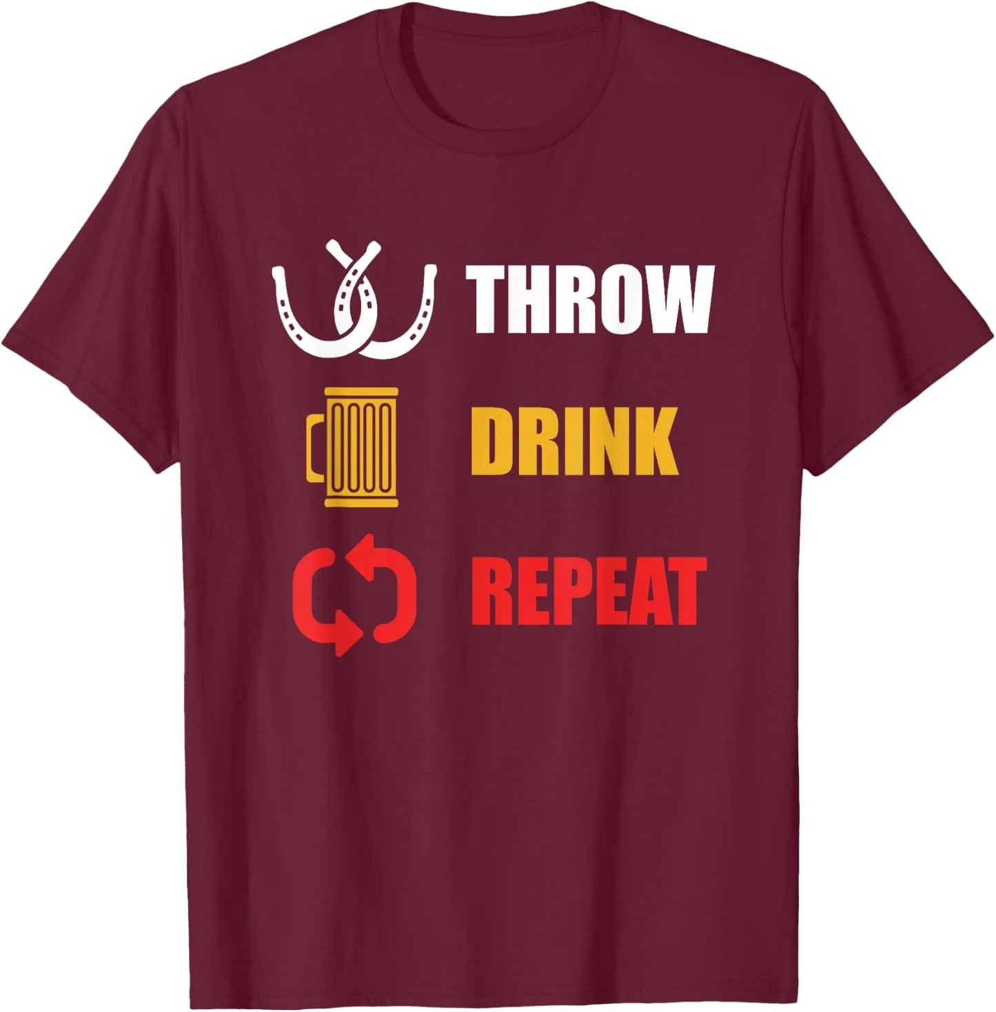 Horseshoe Pitching For Throwing Ringers & Beers T-Shirt - T-Shirt | Maroon