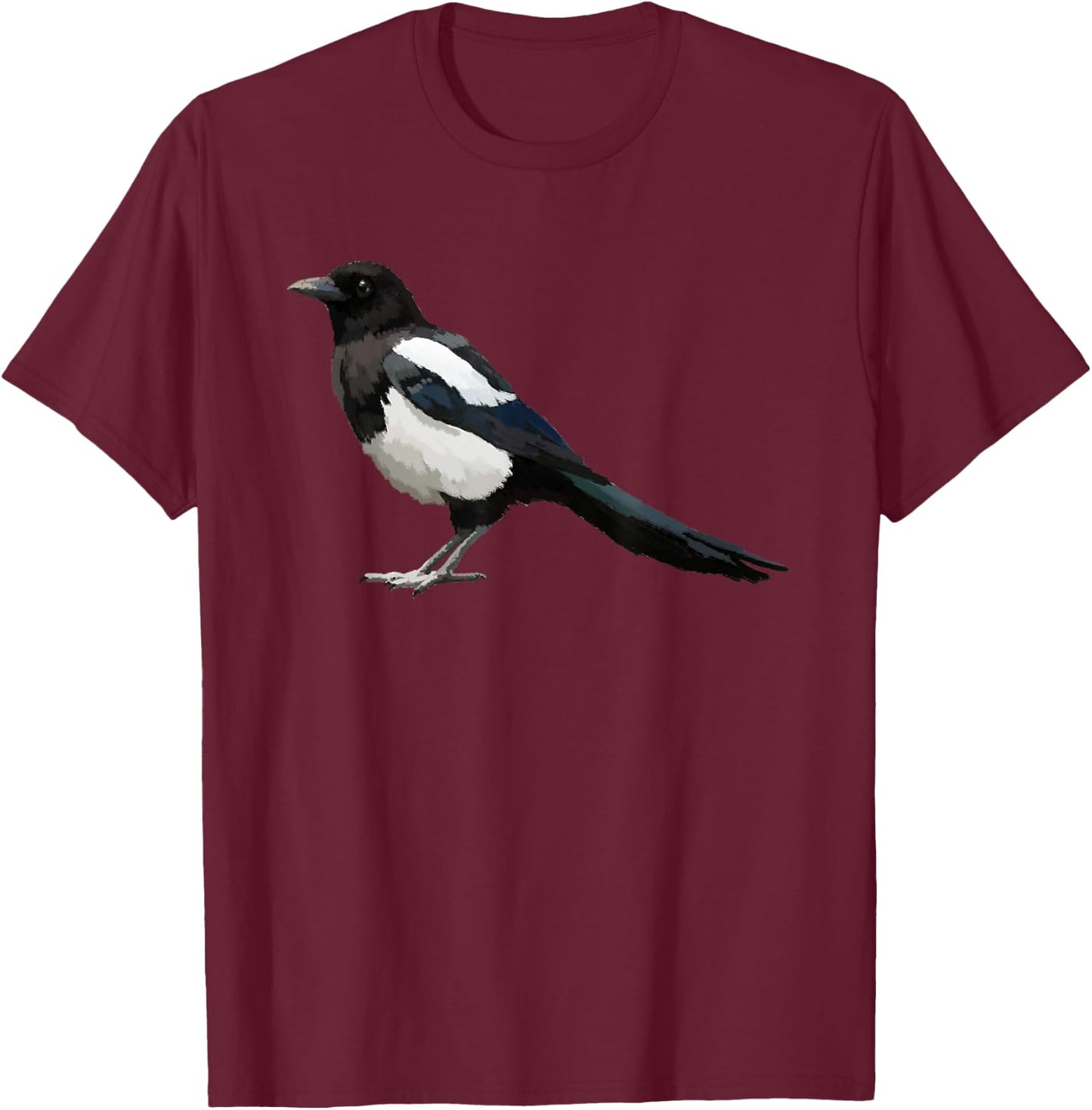 Eurasian Magpie Bird T Shirt T-Shirt - T-Shirt | Maroon