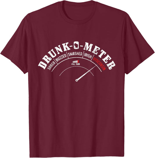 Wisconsin Drunk-O-Meter Funny Drinking Party Pride T-Shirt - T-Shirt | Maroon