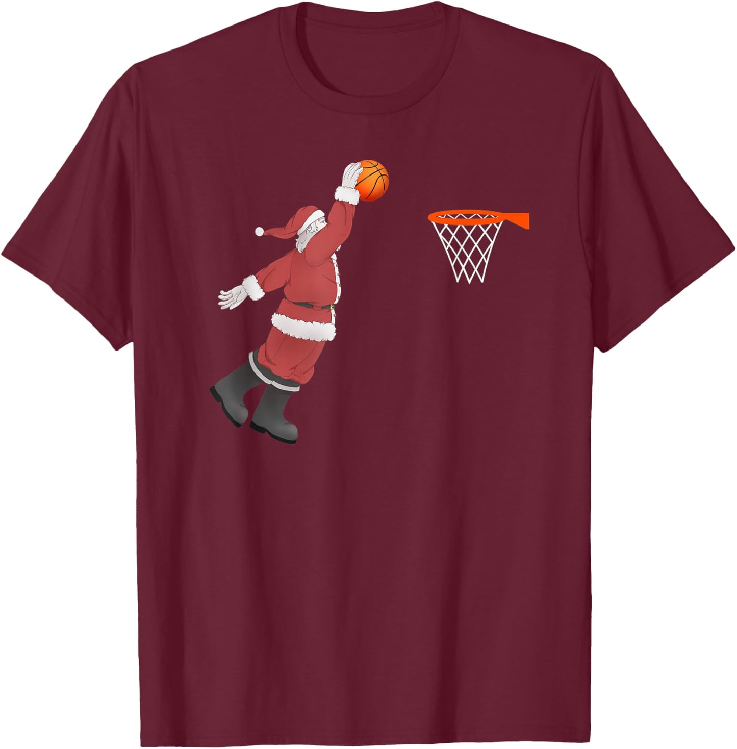 Dunking Santa Basketball Shirt for Christmas - Dunk! T-Shirt - T-Shirt | Maroon