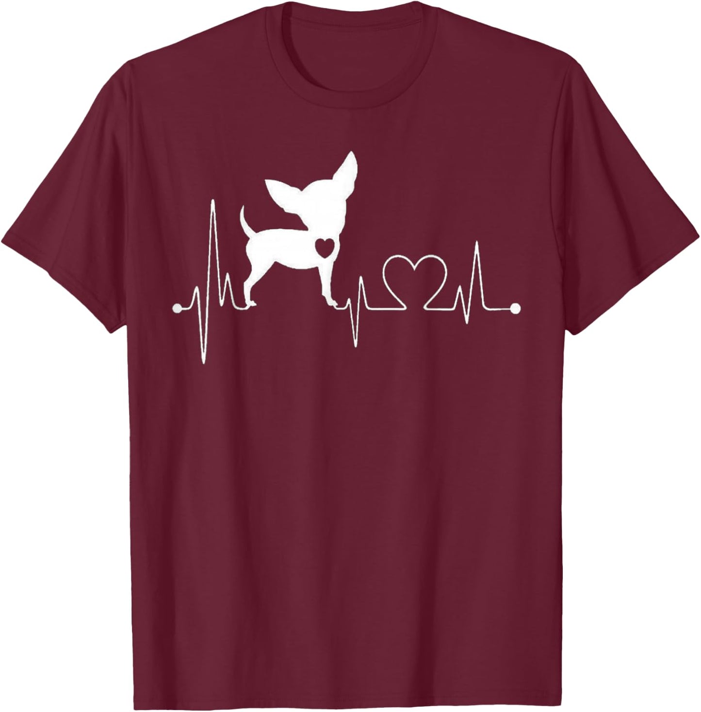 Cute Chihuahua Dog Heartbeat women kids T-Shirt - T-Shirt | Maroon