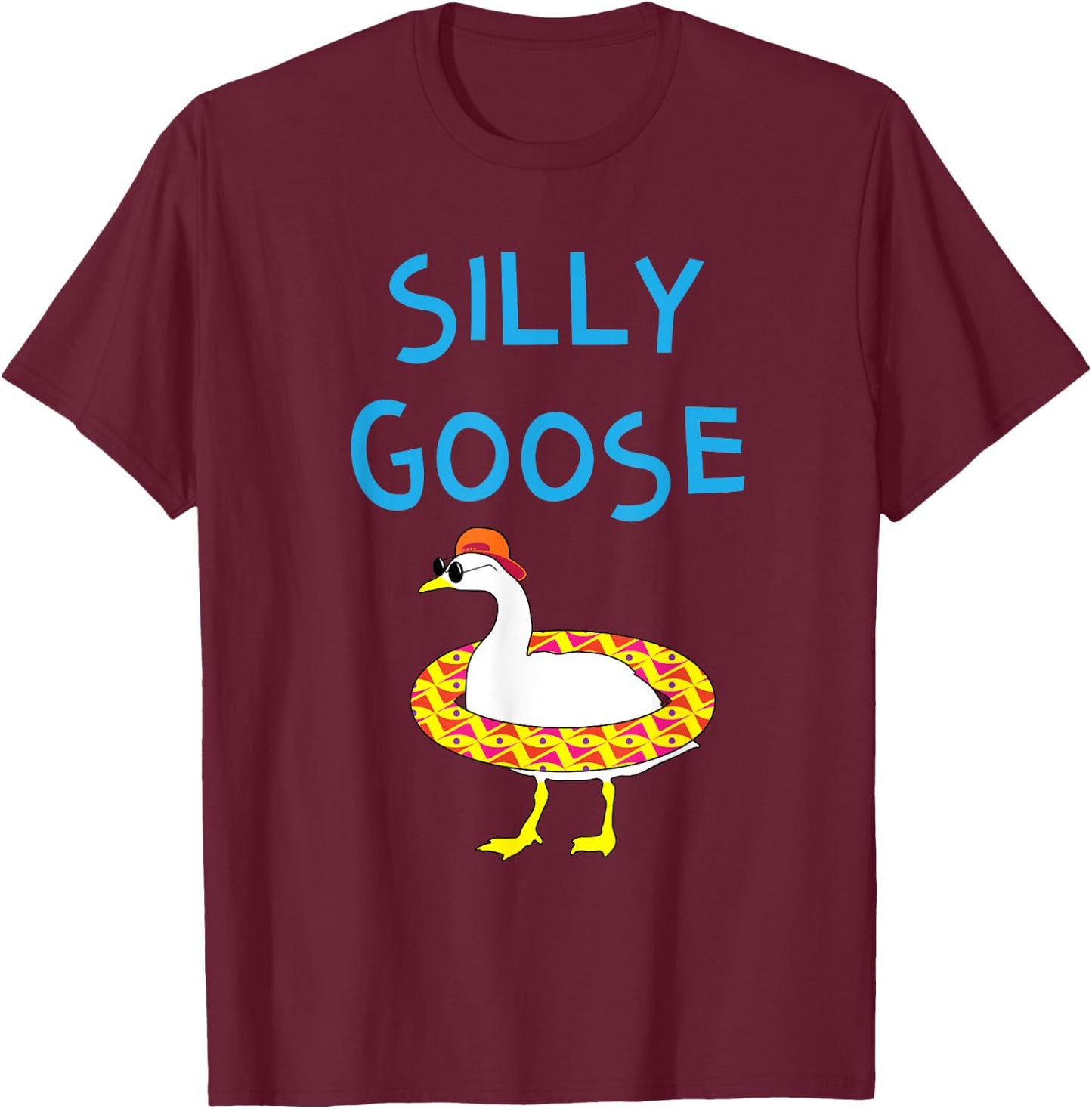 Silly Goose Funny Halloween Sunglasses & Floatie T-Shirt - T-Shirt | Maroon