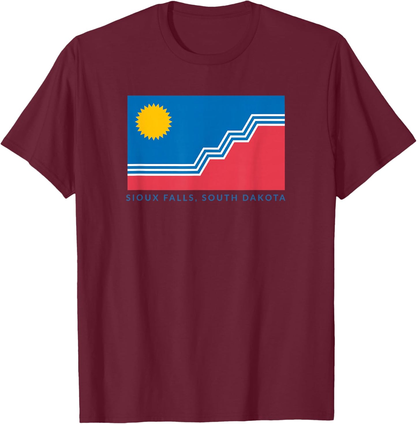 Sioux Falls Flag with "Sioux Falls, South Dakota" T-Shirt - T-Shirt | Maroon
