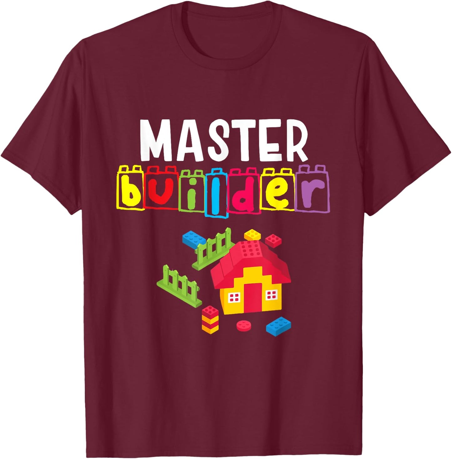 Master Builder - Building Blocks - Brick Builders Toys Gift T-Shirt - T-Shirt | Maroon