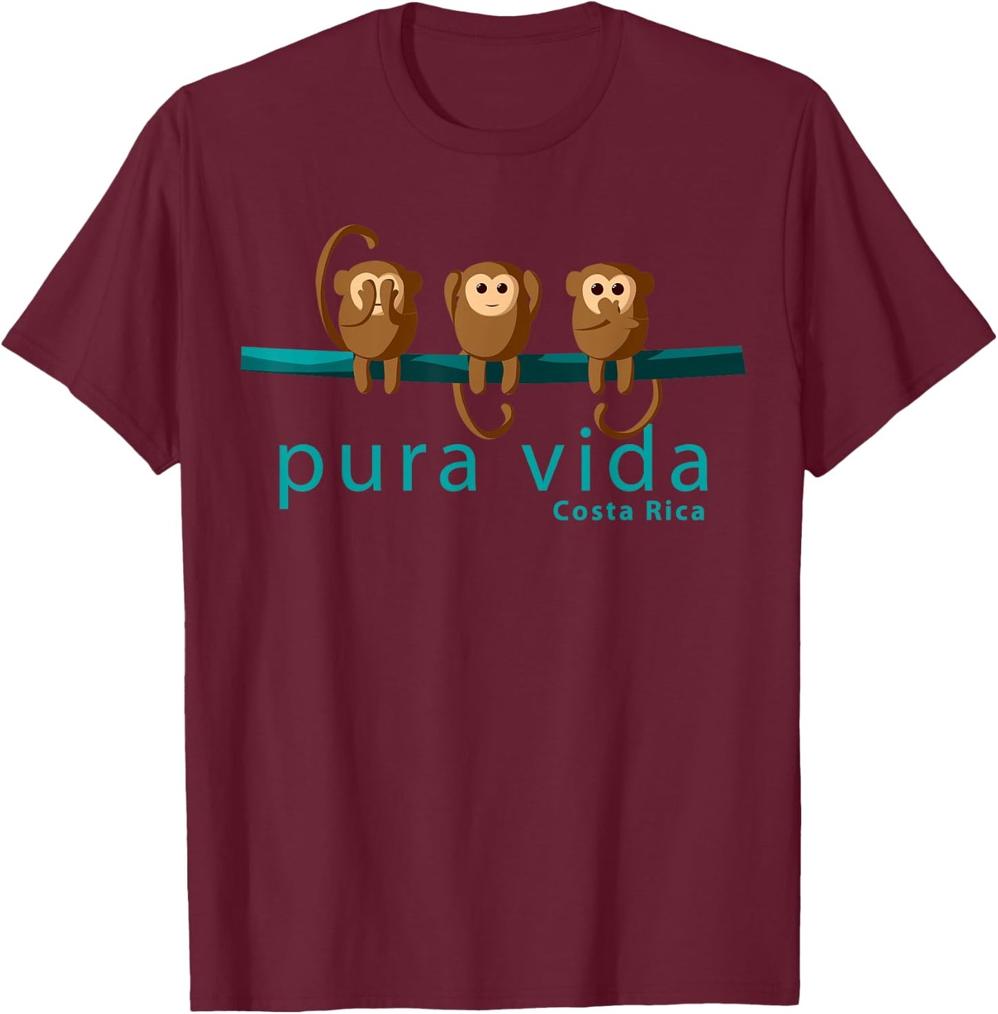 Costa Rica Monkeys Shirt T-Shirt - T-Shirt | Maroon