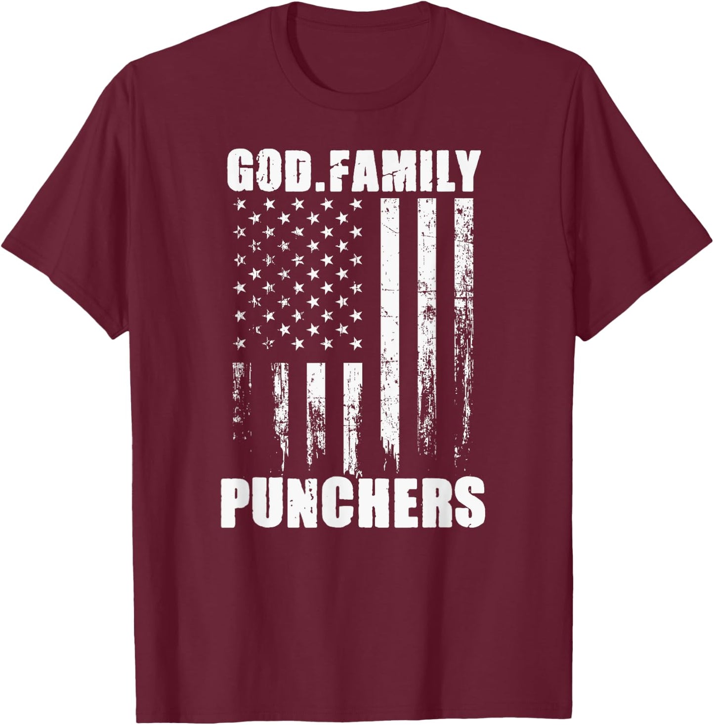 Mason Punchers God. Family. Vintage USA Flag T-Shirt - T-Shirt | Maroon