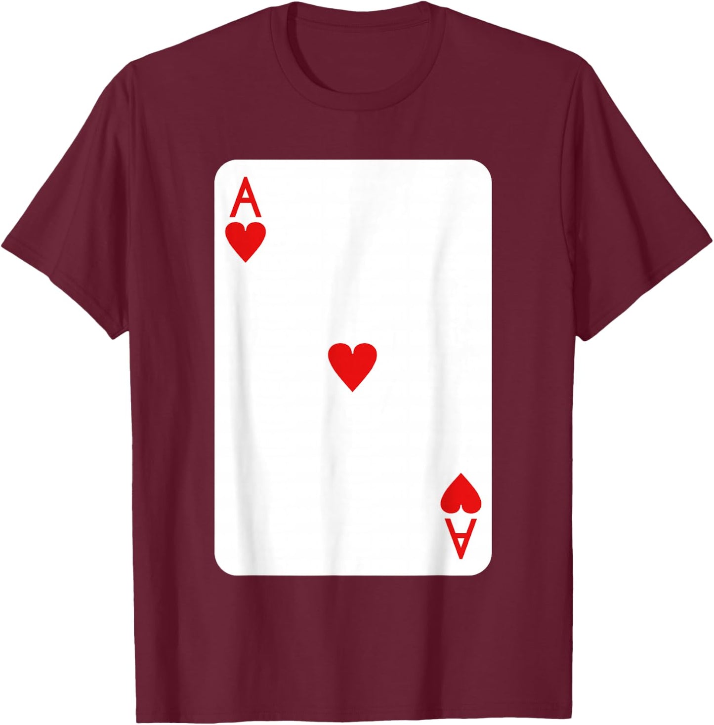 Ace of Hearts Playing Cards Halloween Costume Deck of Cards T-Shirt - T-Shirt | Maroon
