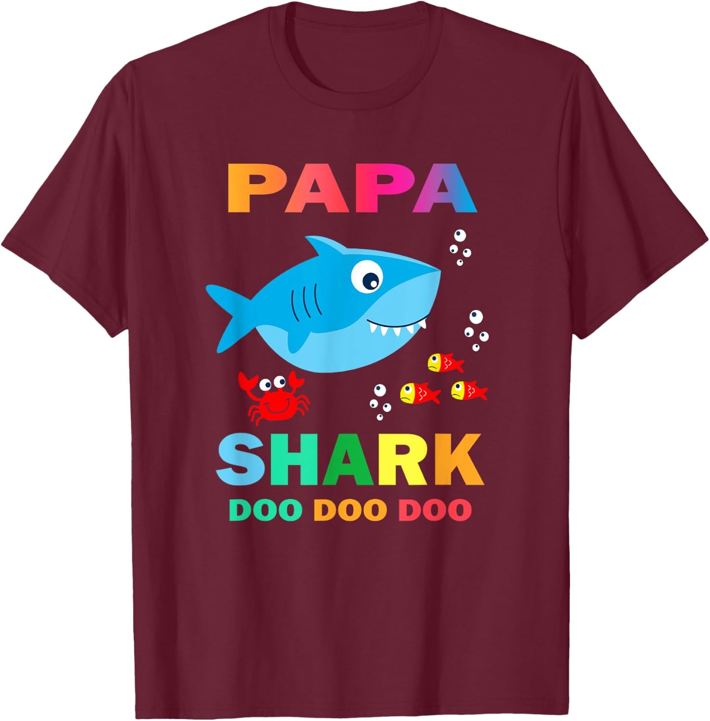 Papa Shark Shirt, Fathers Day Gift From Wife Son Daughter T-Shirt - T-Shirt | Maroon