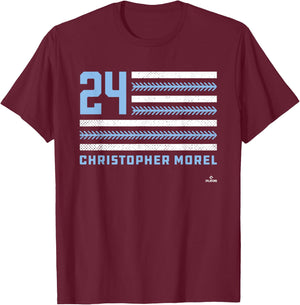 Flag Stripes Christopher Morel Tampa Bay Baseball MLBPA T-Shirt - T-Shirt | Maroon