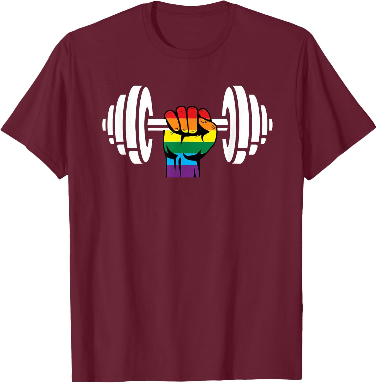 Gay Pride Gym Design Rainbow flag T-Shirt - T-Shirt | Maroon