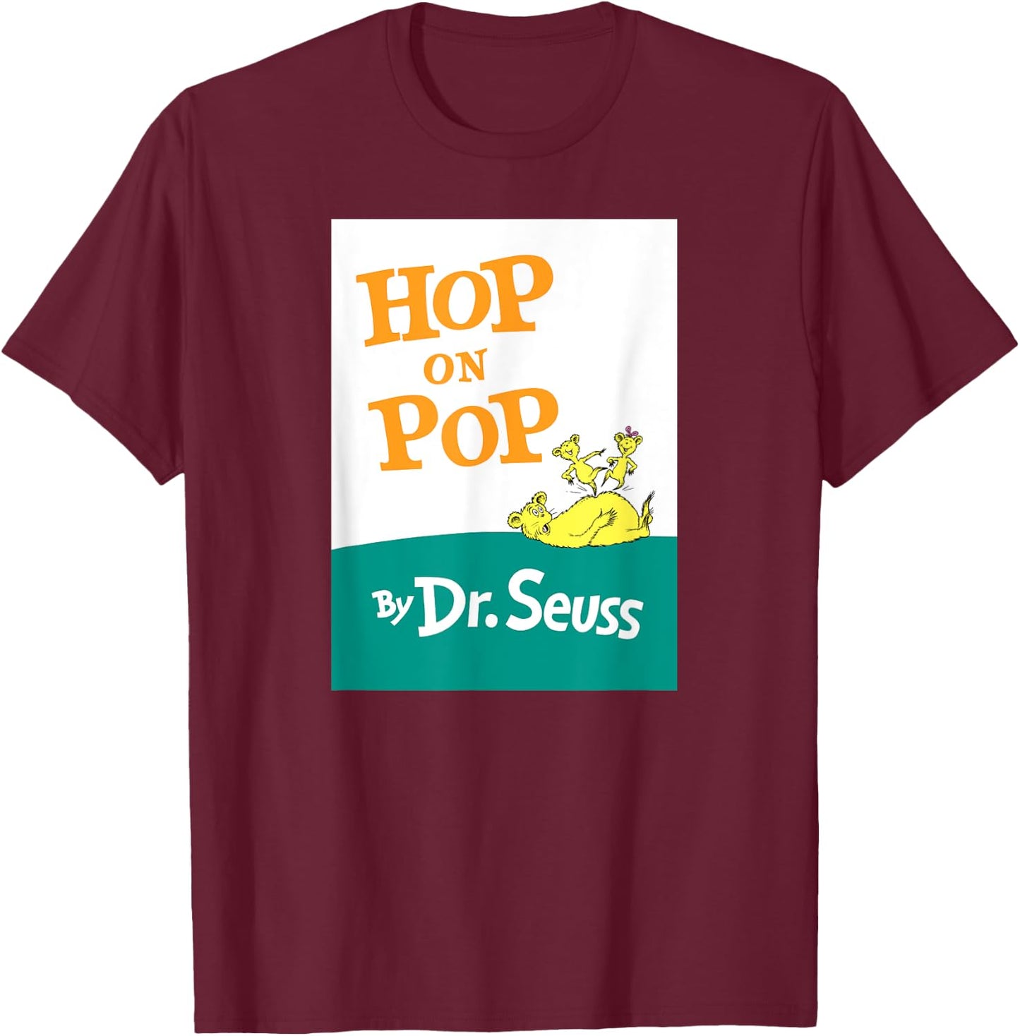Dr. Seuss Hop On Pop Book Cover T-Shirt - T-Shirt | Maroon