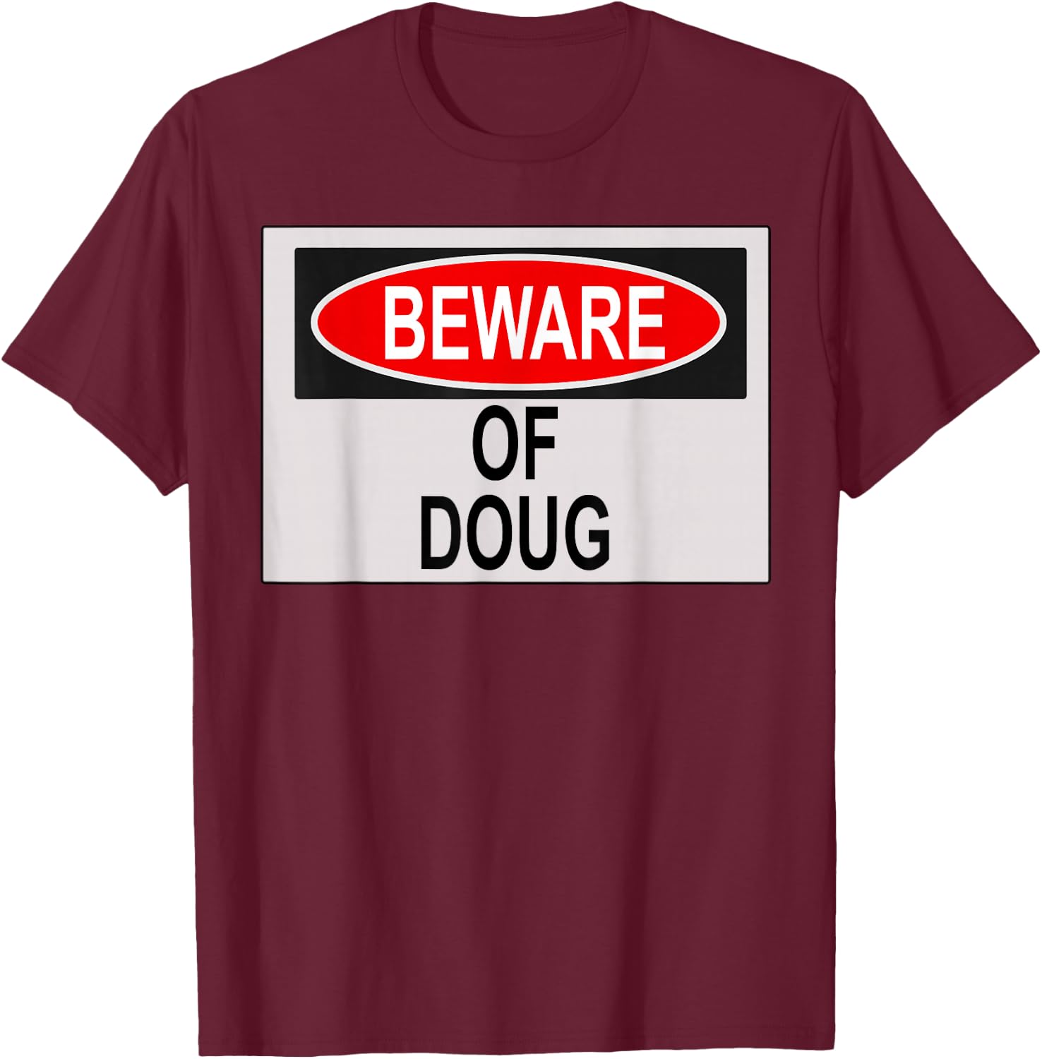 Rochsons -Adults Black Beware of Doug T-Shirt - T-Shirt | Maroon