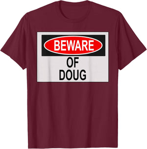 Rochsons -Adults Black Beware of Doug T-Shirt - T-Shirt | Maroon