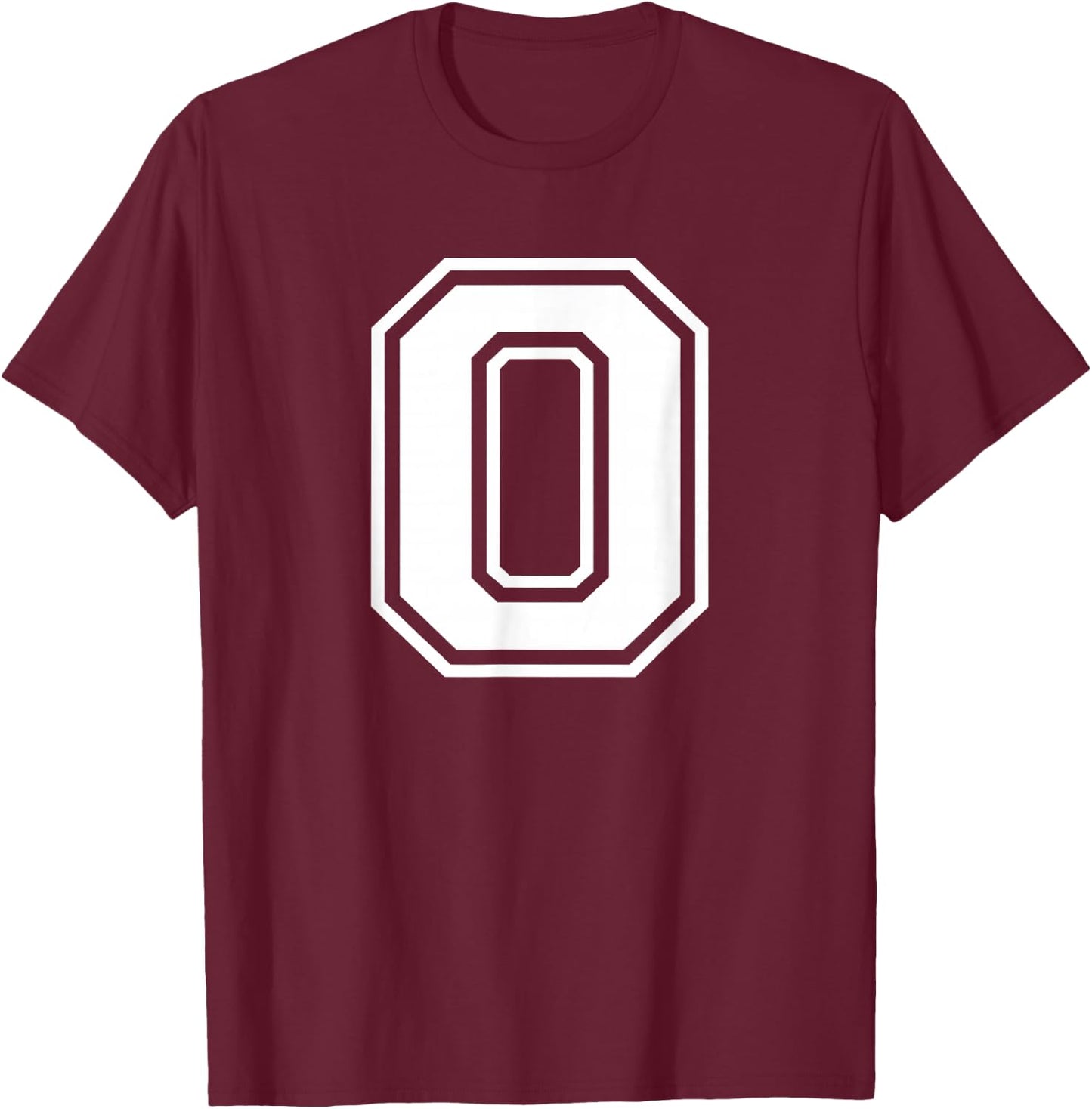 Letter O Name Initial Varsity Alphabet Monogram T-Shirt - T-Shirt | Maroon