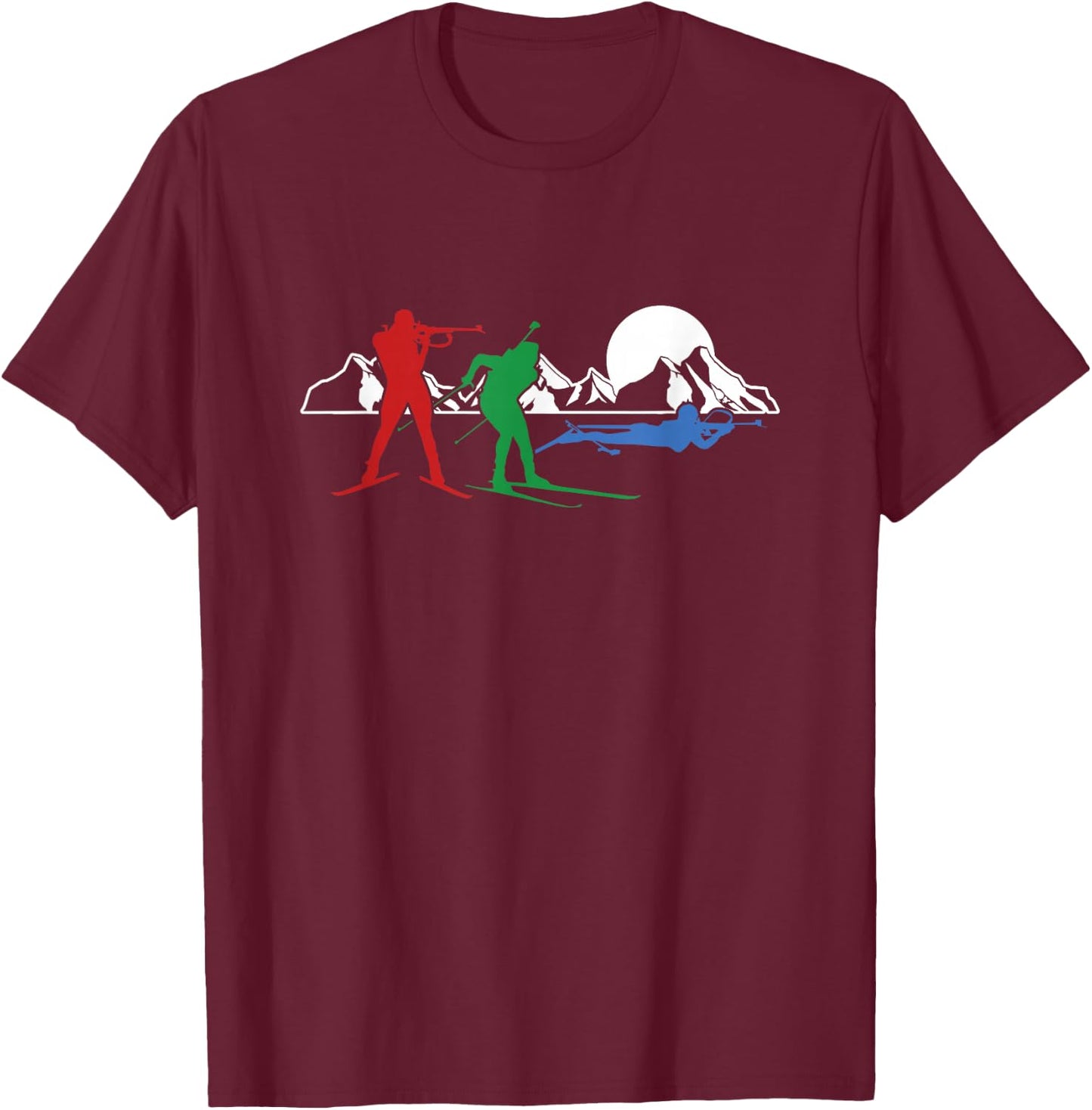 Biathlon Ski Winter Sports Cross Country Skiing Snow Gift T-Shirt - T-Shirt | Maroon