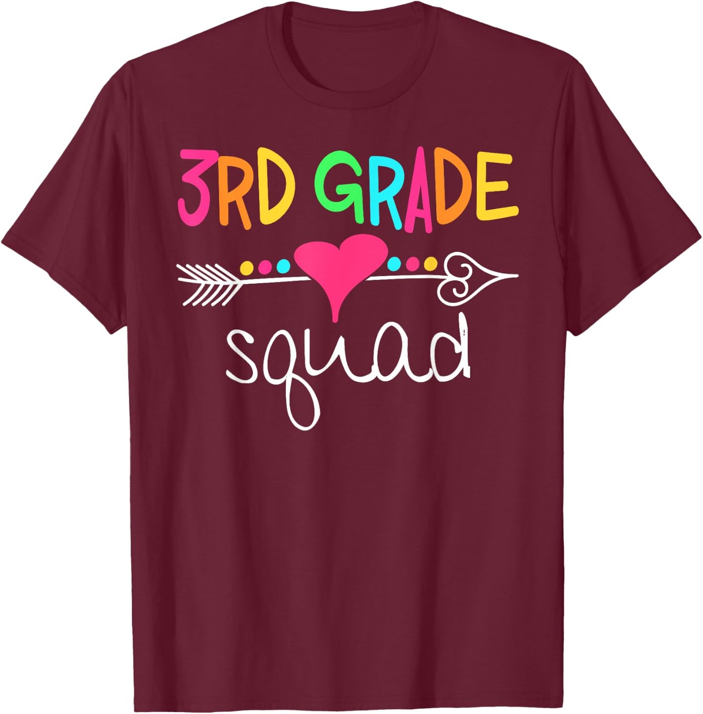 3rd Grade Squad Third Teacher Student Team Back To School Women Girls Kids T-Shirt - T-Shirt | Maroon