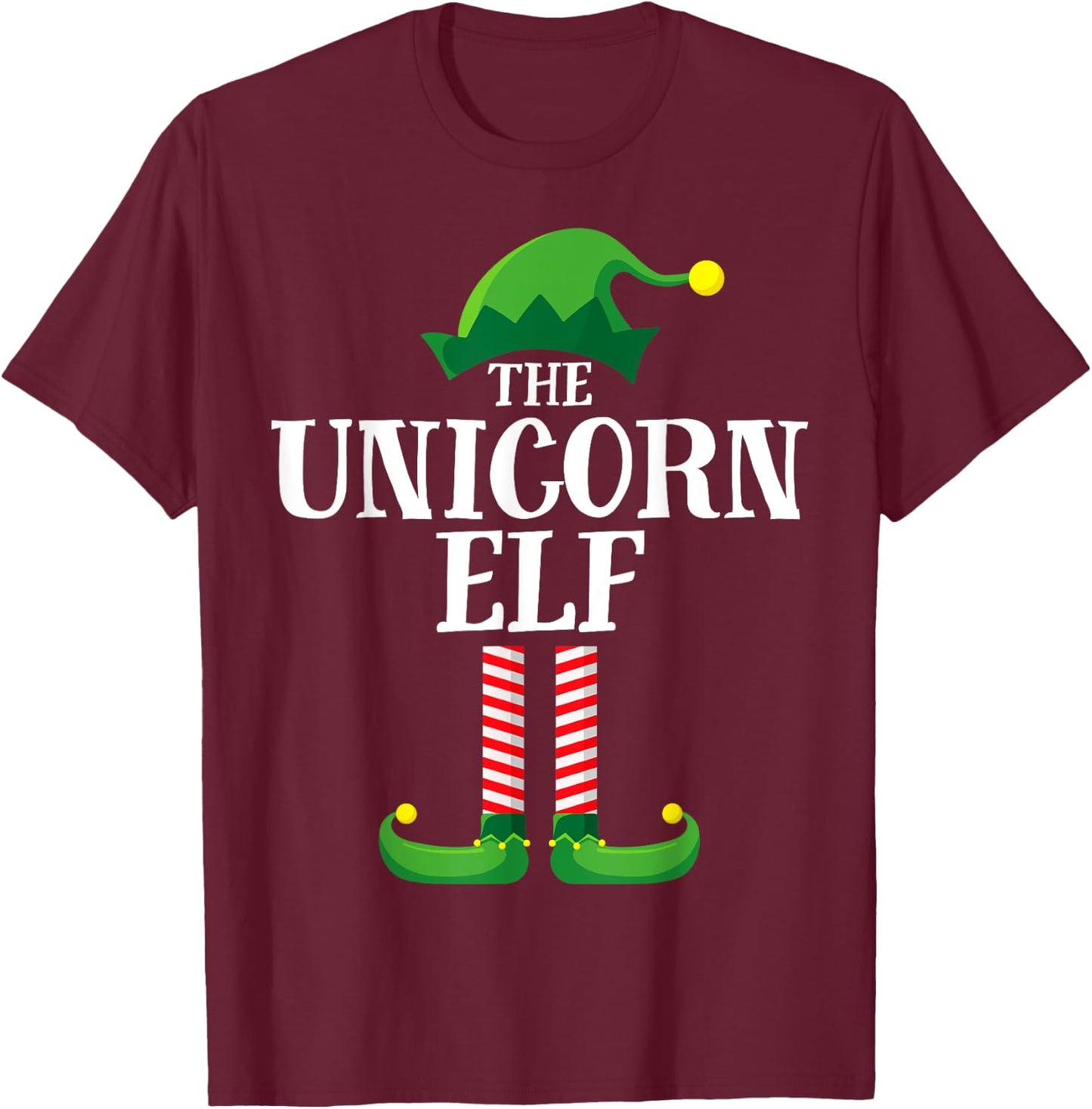 Unicorn Elf Matching Family Group Christmas Party Pyjamas T-Shirt - T-Shirt | Maroon