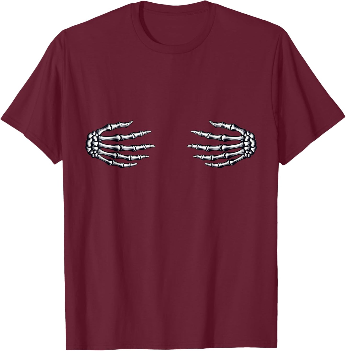 Skeleton Hands Halloween Spooky Costume Funny Boob Women T-Shirt - T-Shirt | Maroon