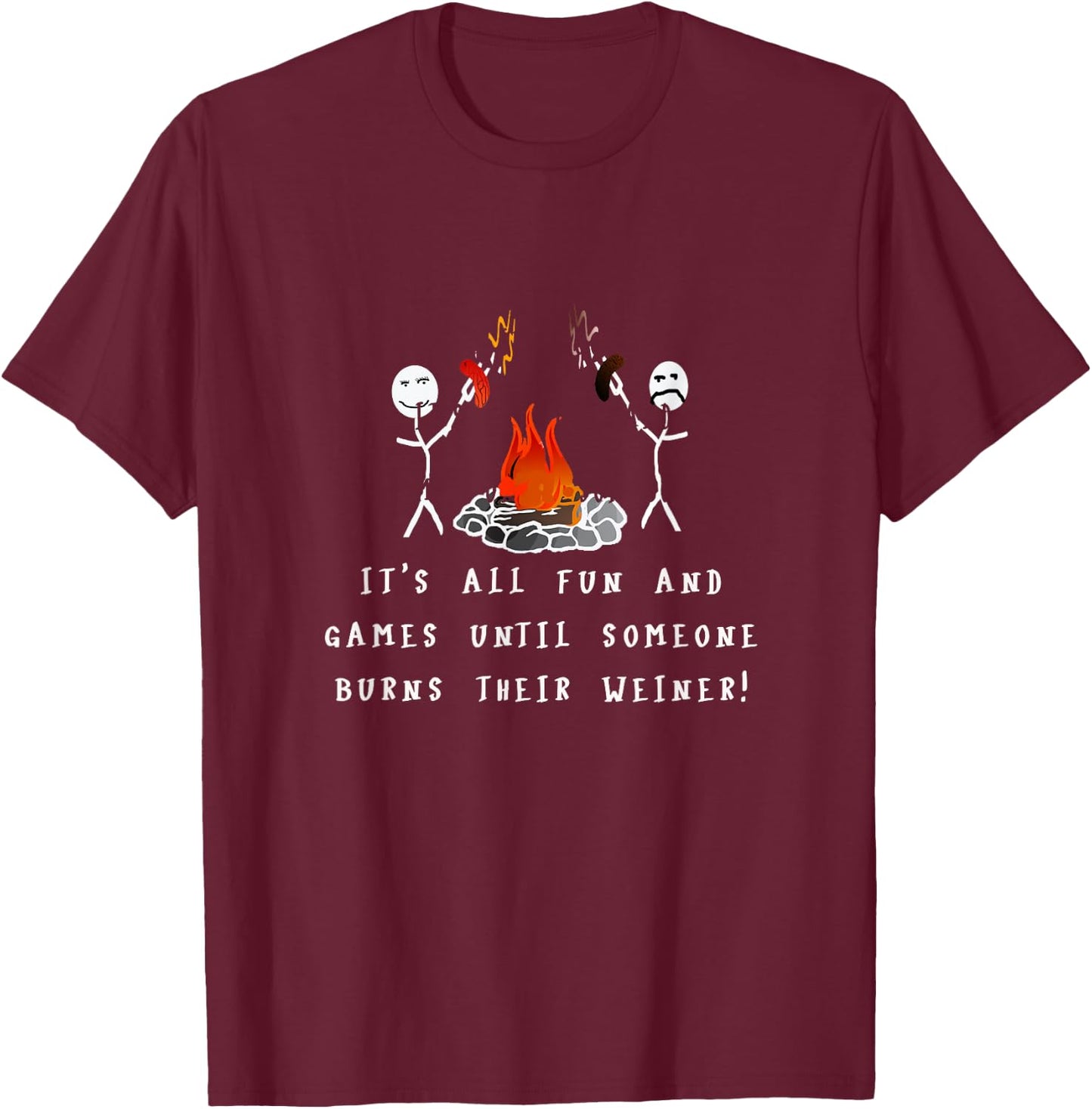 Funny camping burnt weiner T-Shirt - T-Shirt | Maroon