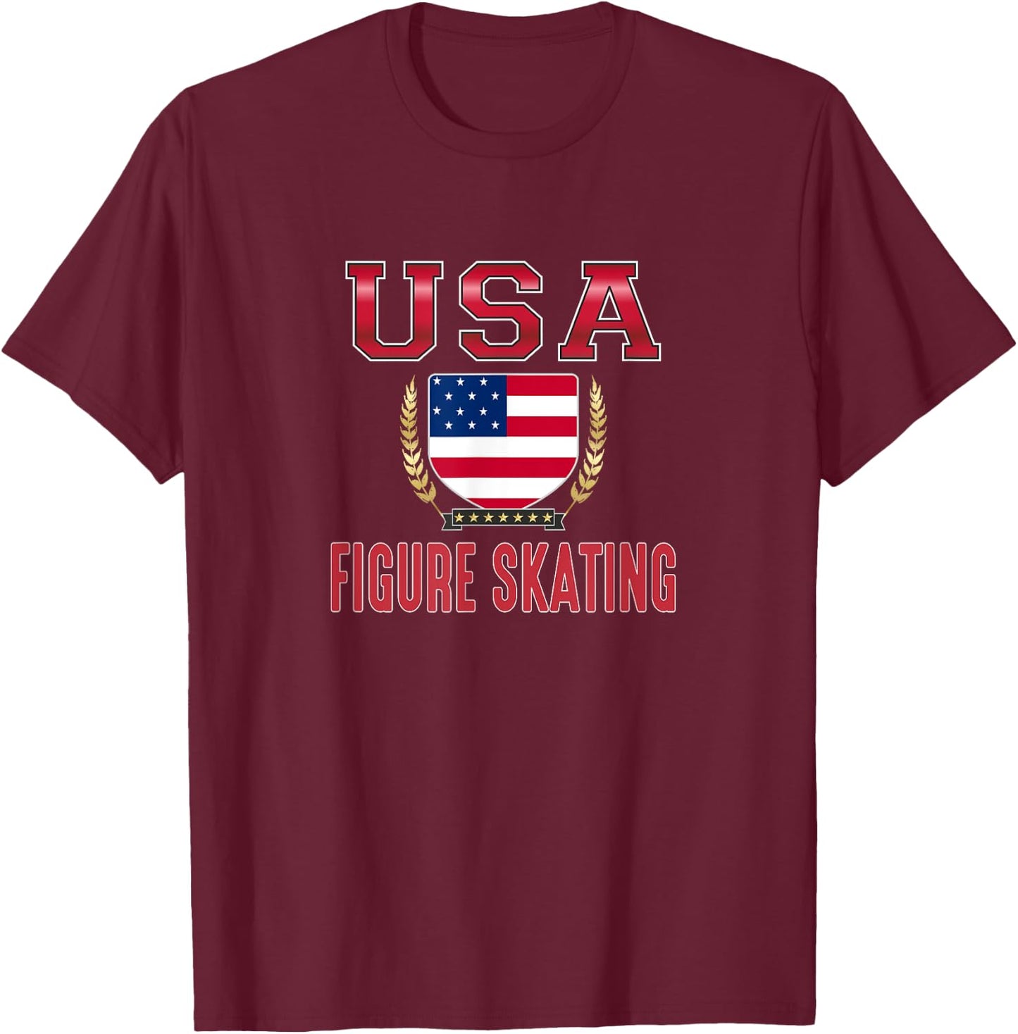 USA Figure Skating T-Shirt - T-Shirt | Maroon