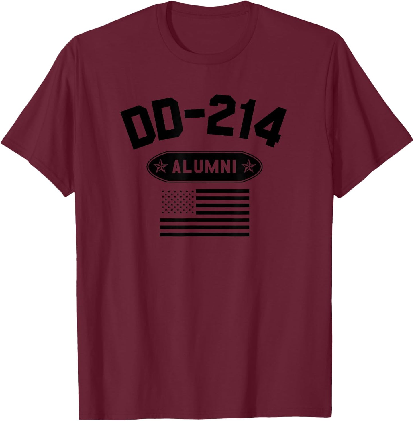 DD-214 Alumni US Flag in Black Military Pensioner Veteran T-Shirt - T-Shirt | Maroon