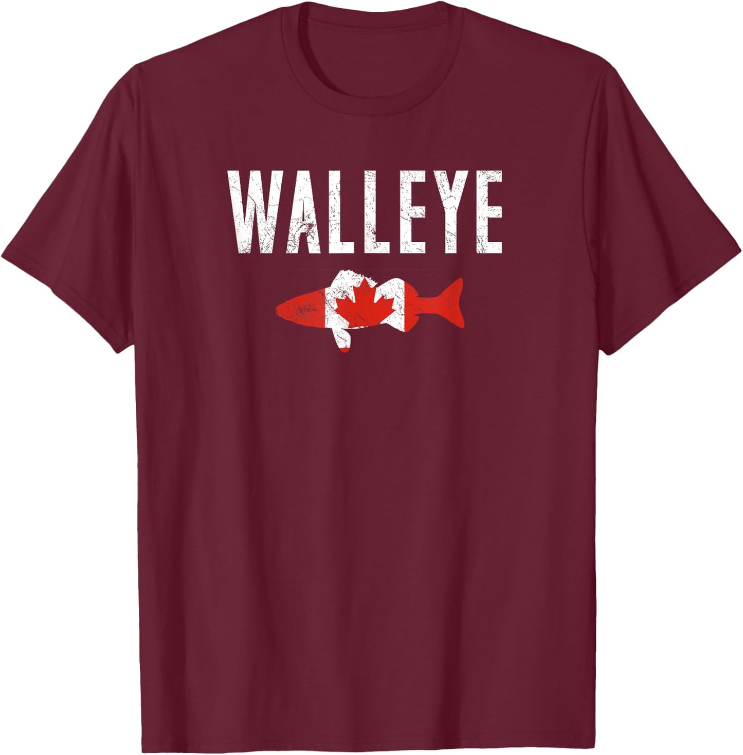 Walleye Canadian | Walleye Fishing Shirt T-Shirt - T-Shirt | Maroon