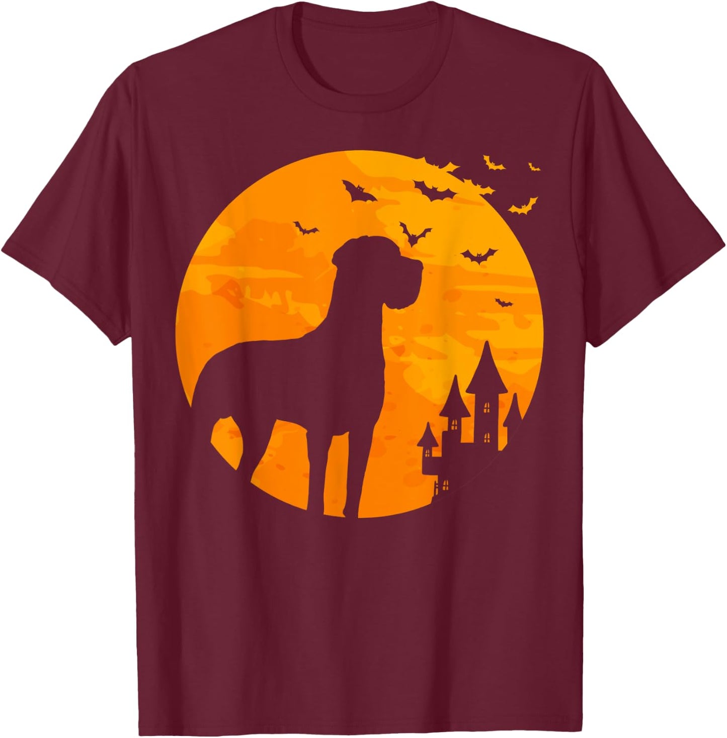 Great Dane Scary Halloween T Shirt T-Shirt - T-Shirt | Maroon