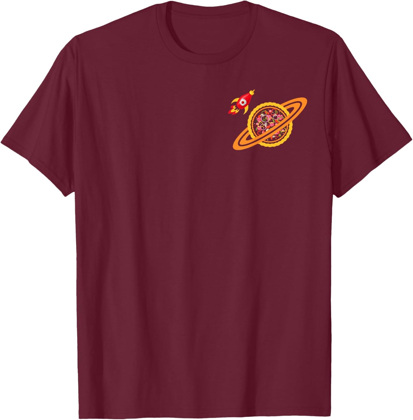 Pizza Planet with Ketchup Rocket T-Shirt - T-Shirt | Maroon