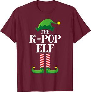 K-Pop Elf Matching Family Group Christmas Party Pyjamas T-Shirt - T-Shirt | Maroon