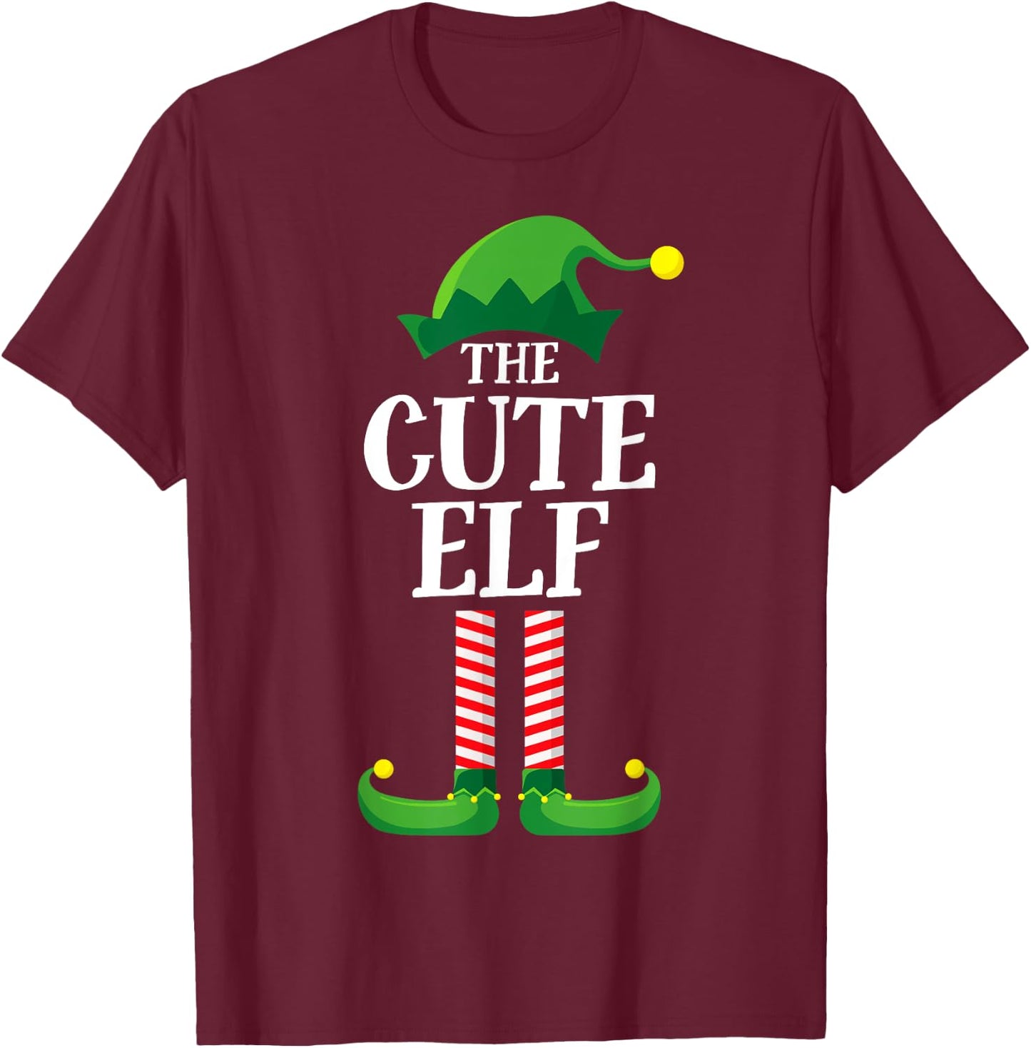 Cute Elf Matching Family Group Christmas Party Funny Elf T-Shirt - T-Shirt | Maroon