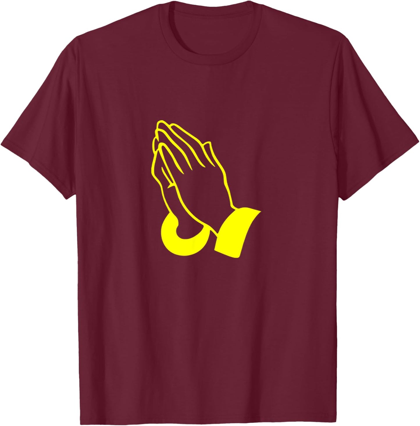PRAYING HANDS GOD JESUS Print T-Shirt - T-Shirt | Maroon