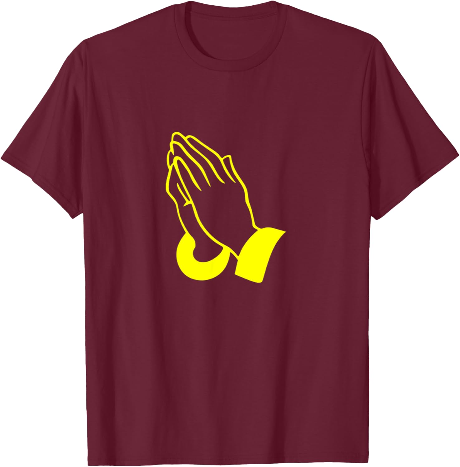 PRAYING HANDS GOD JESUS Print T-Shirt - T-Shirt | Maroon