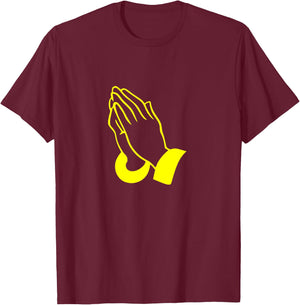 PRAYING HANDS GOD JESUS Print T-Shirt - T-Shirt | Maroon