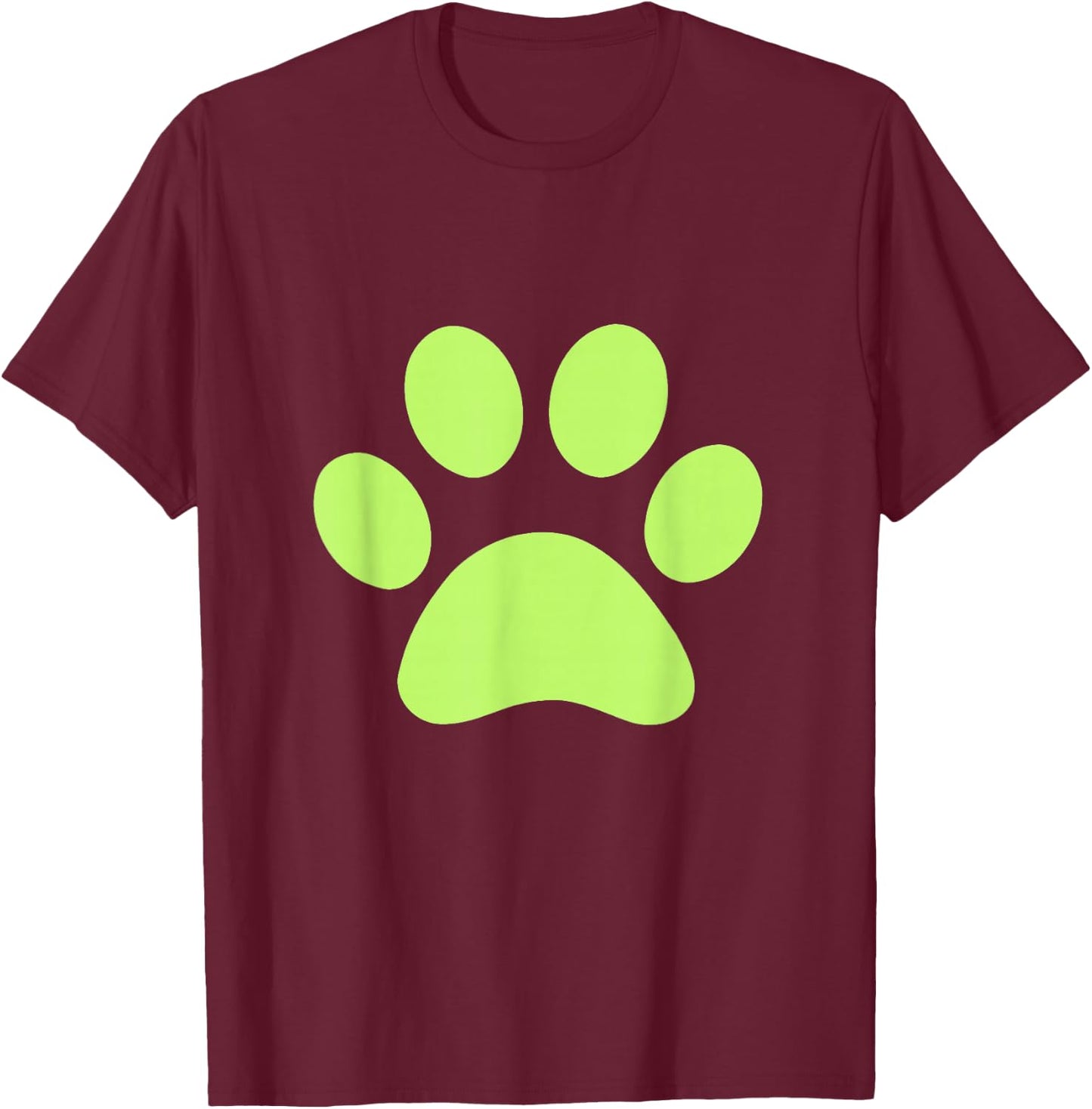 Lime Green Paw Print Dog Lover T-Shirt - T-Shirt | Maroon