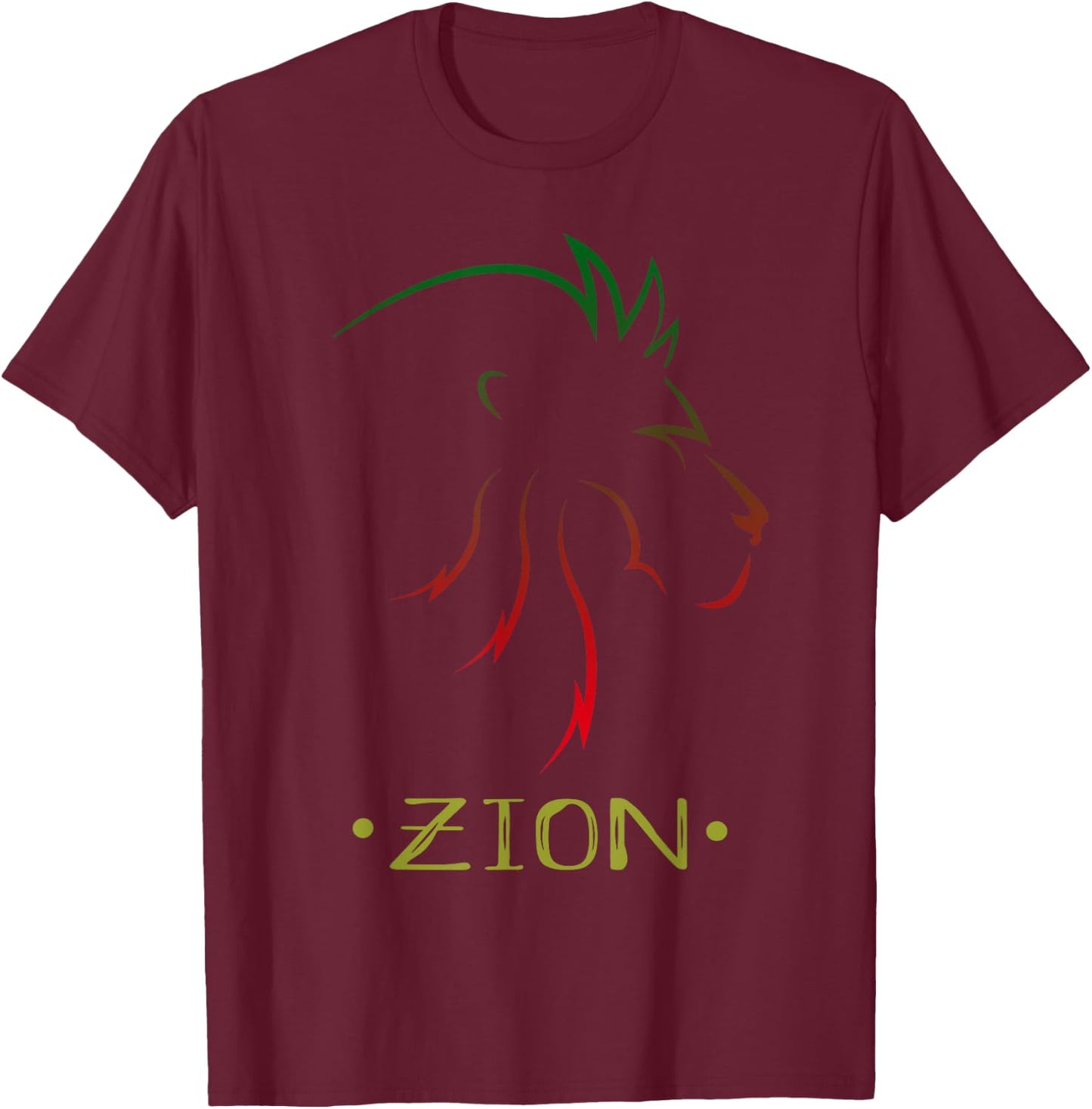 Zion King Lion Shirt Zion Africa Shirt Rastafarian Color T-Shirt - T-Shirt | Maroon