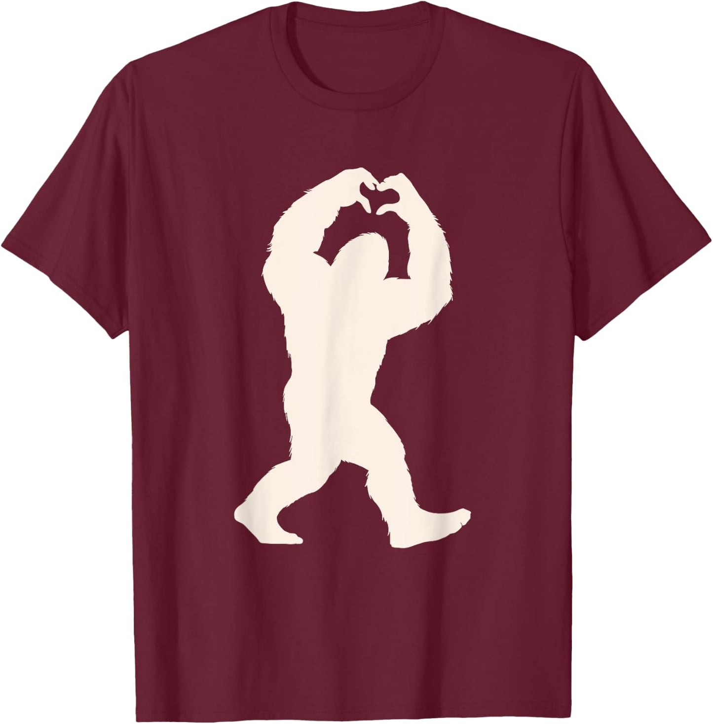 Funny Bigfoot Heart Women Men Kids Bigfoot Love with Heart T-Shirt - T-Shirt | Maroon
