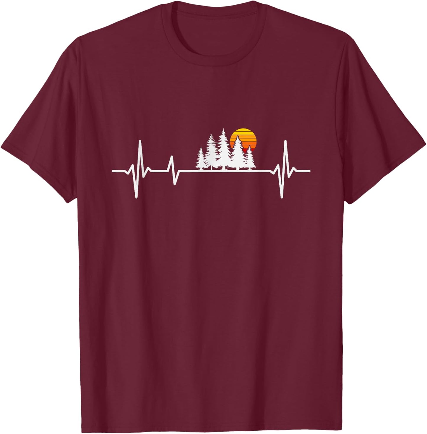 Trees Wildlife Nature Heartbeat Forest T-Shirt - T-Shirt | Maroon