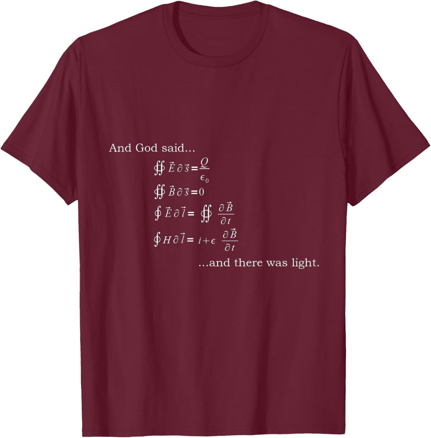 And God Said Maxwell's Equations And There Was Light T-Shirt - T-Shirt | Maroon