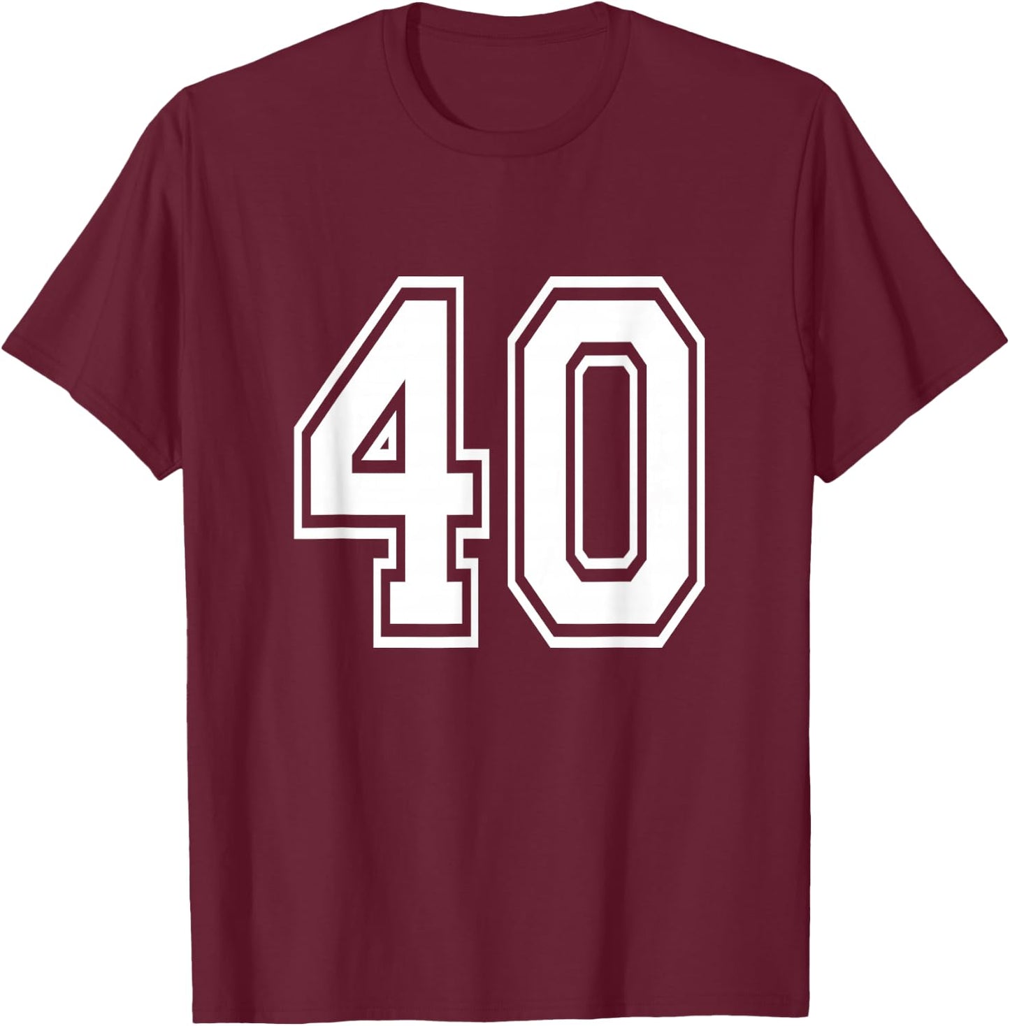 Number 40 Birthday Varsity Sports Team Jersey T-Shirt - T-Shirt | Maroon