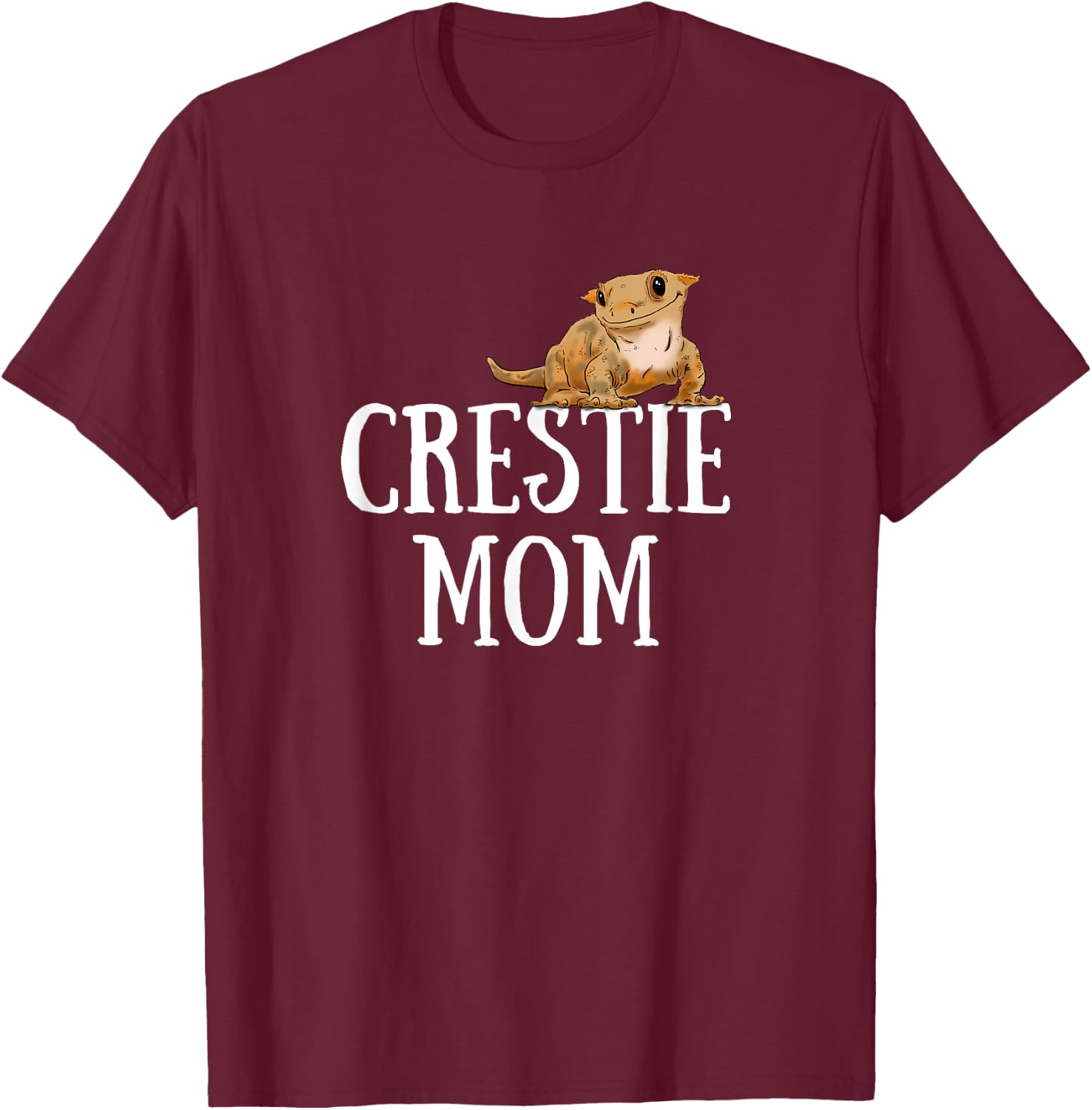 Crested Gecko Mom, Gecko Lover, Cute Crestie, Reptile Mom T-Shirt - T-Shirt | Maroon