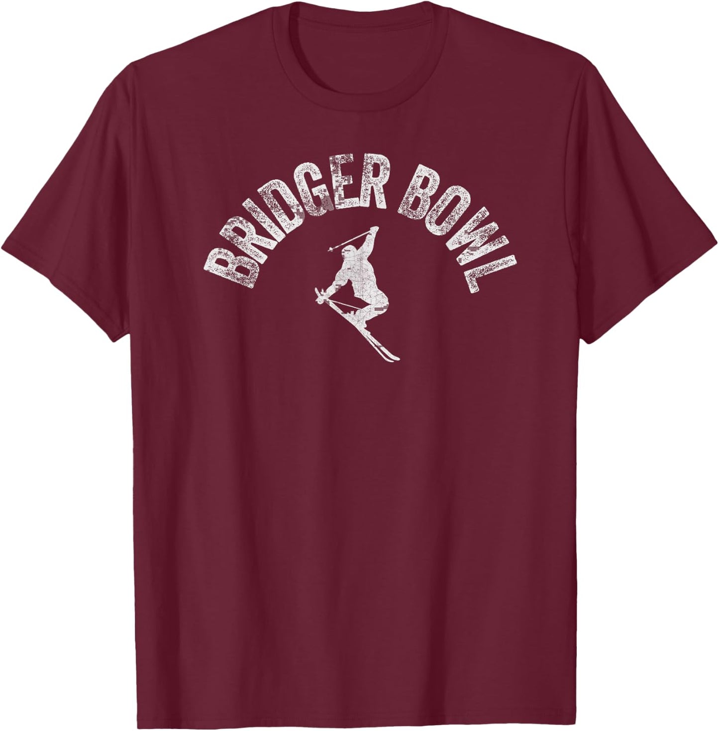 Ski Bridger Bowl Vintage Skiing Cool Montana Skier Gear T-Shirt - T-Shirt | Maroon