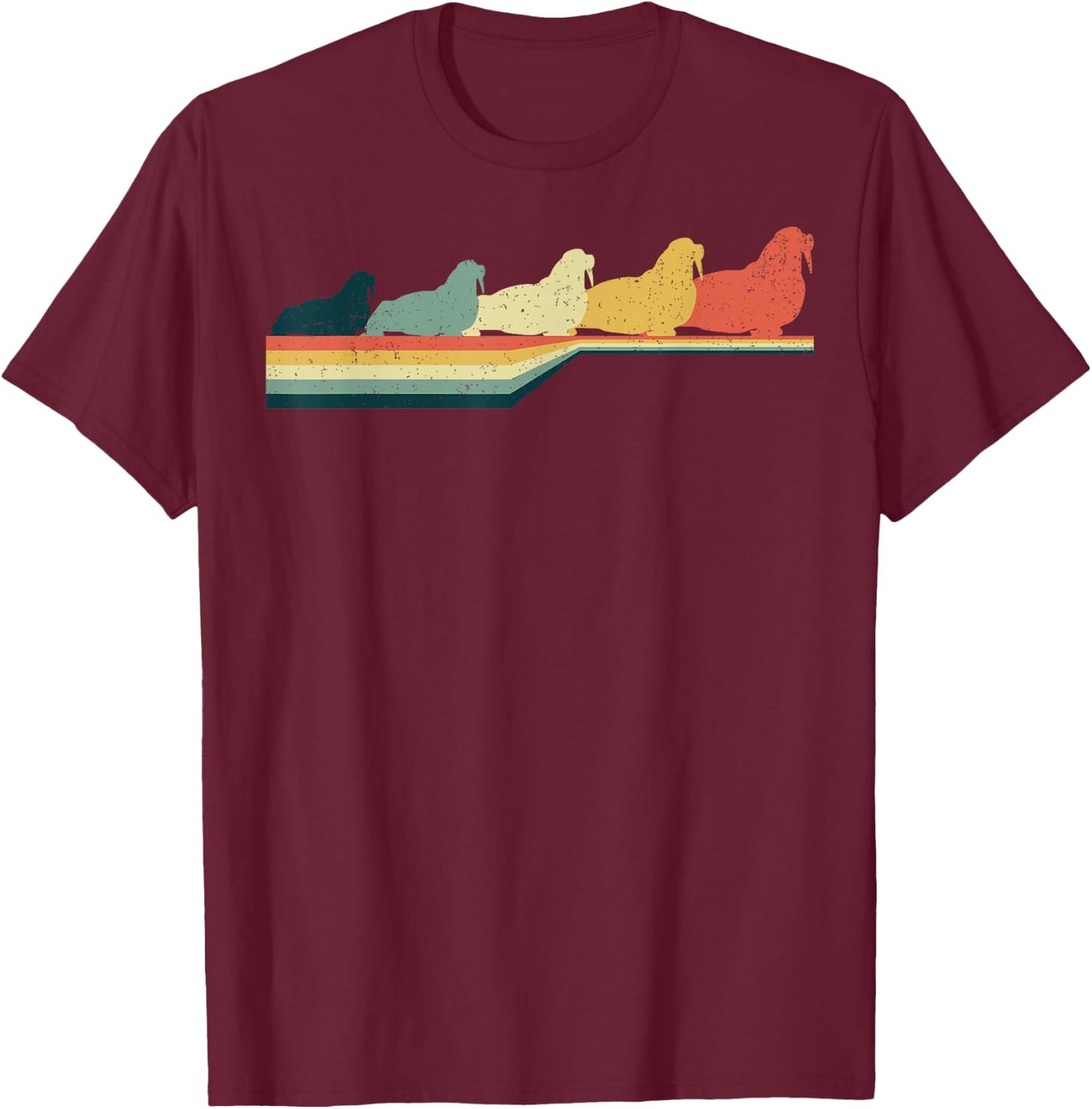WALRUS Vintage Retro Style Cute Gifts T-Shirt - T-Shirt | Maroon