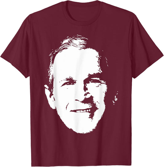 George W. Bush Minimalistic Pop Art T-Shirt - T-Shirt | Maroon