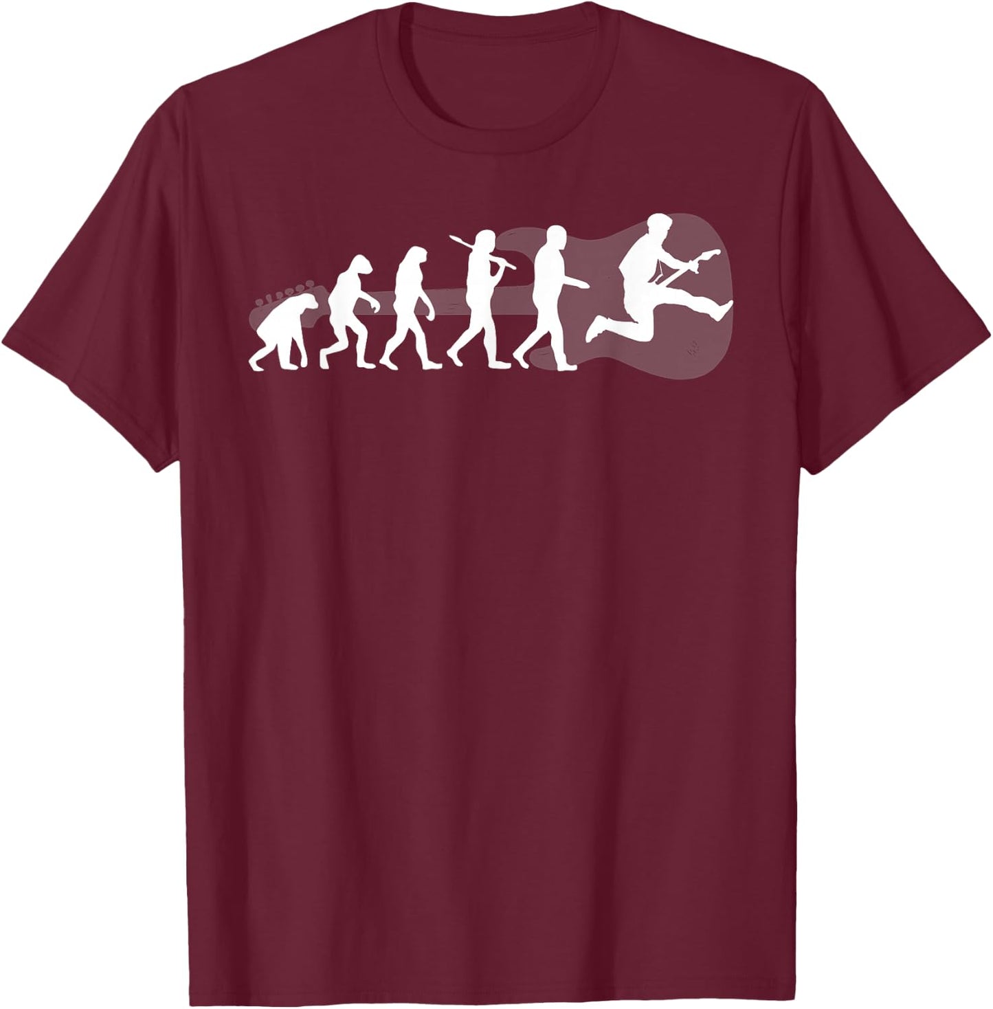 Guitar Music Evolution Funny Musician Fun T-Shirt - T-Shirt | Maroon