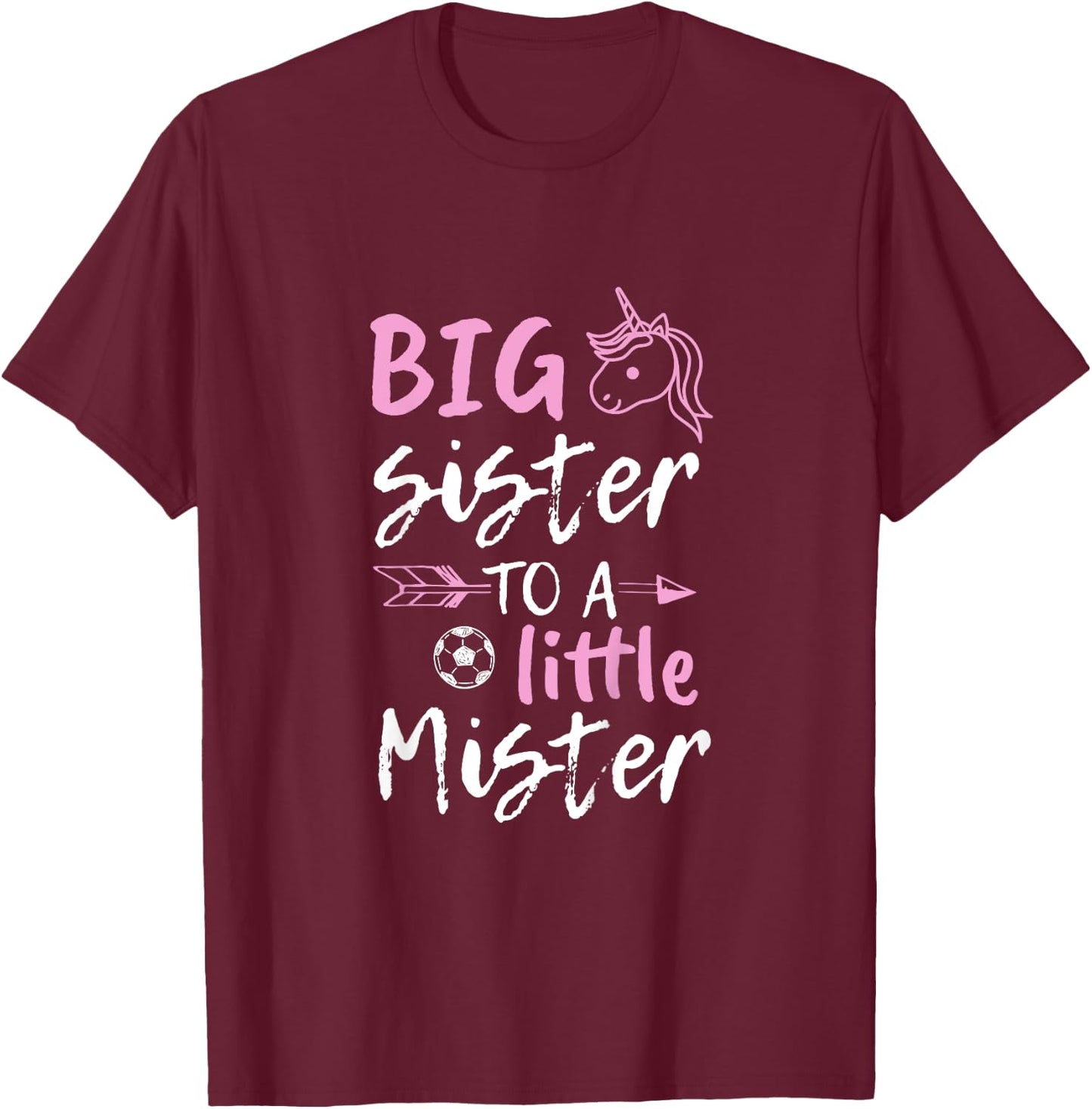 Big Sister to a Little Mister Unicorn T Shirt T-Shirt - T-Shirt | Maroon