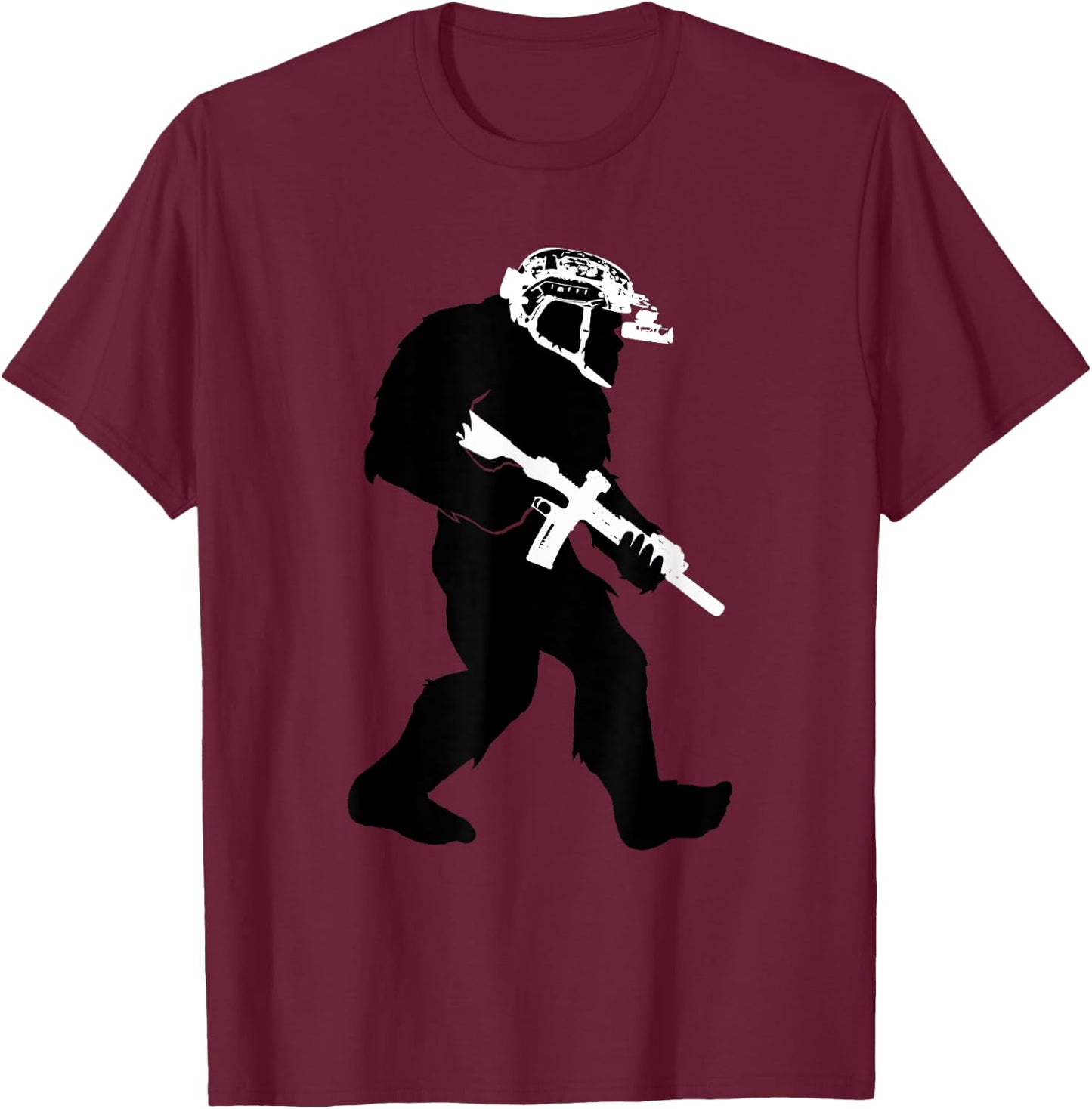 Tactical Bigfoot for Military and Law Enforcement T-Shirt - T-Shirt | Maroon